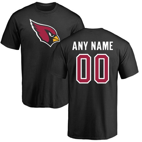 Men Arizona Cardinals NFL Pro Line Black Custom Name and Number Logo T-Shirt